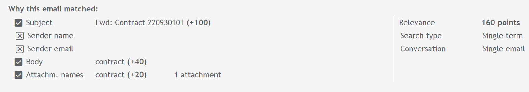 SMail Why this email matched explanation