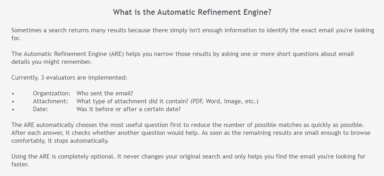 SMail Automatic Refinement explanation
