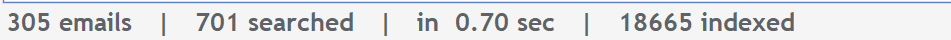 Genuine SMail search status showing 701 searched in 0.70 seconds and 18,665 indexed